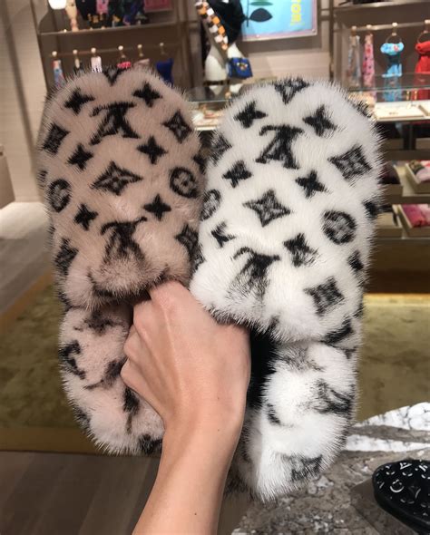 louis vuitton fur slippers replica|louis vuitton fluffy slippers.